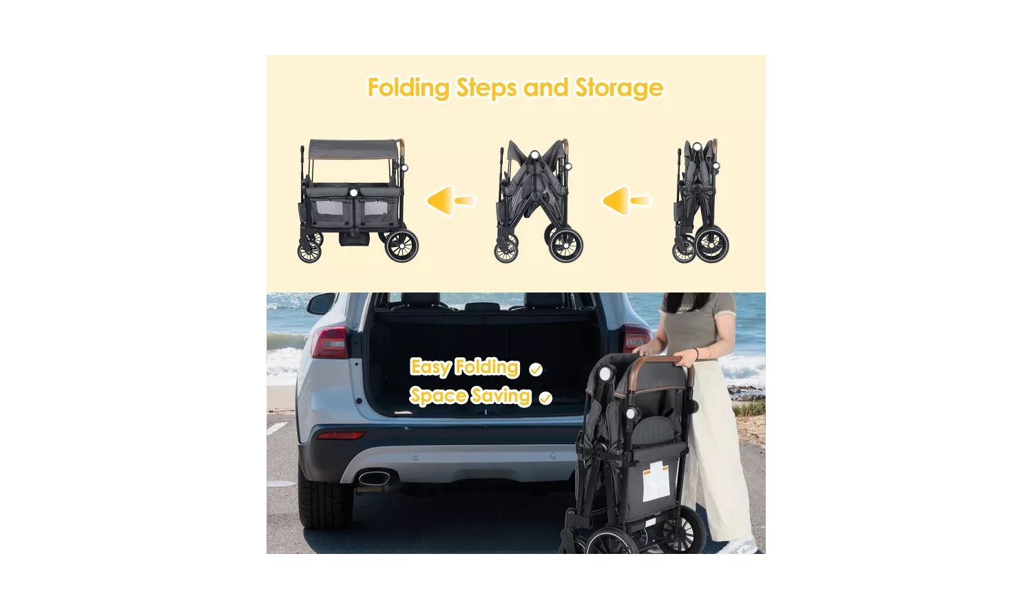 Baby All-Terrain Wagon Stroller for Two with Canopy, Snack Tray, Storage and Shock-Absorbing Wheels