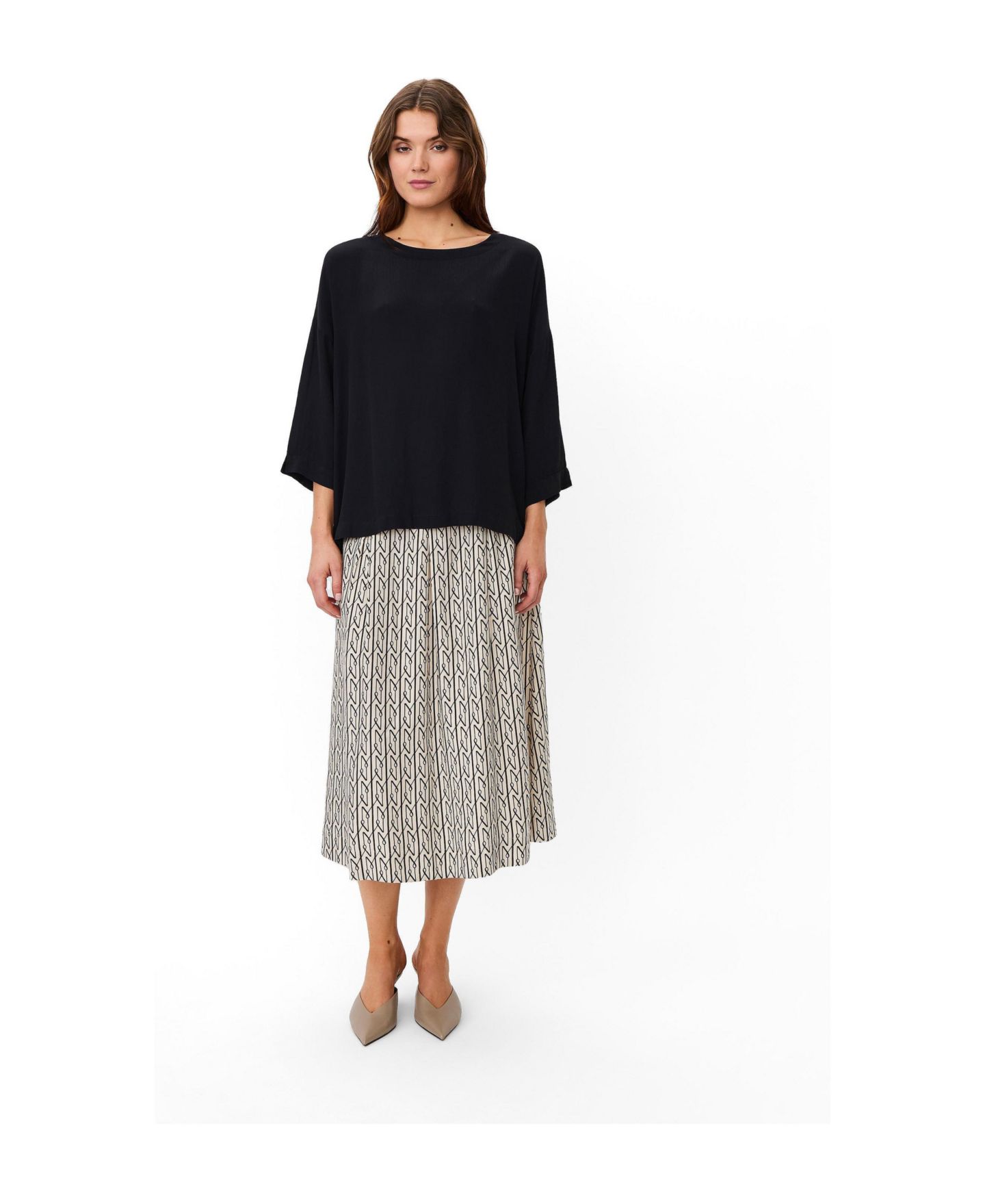 Женская блузка Masai Copenhagen Mabecca Round Neck Draped, цвет: Чёрный — фото 2