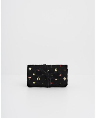 Women's Quilted Celestial Velvet Embroidered Jewellery Roll