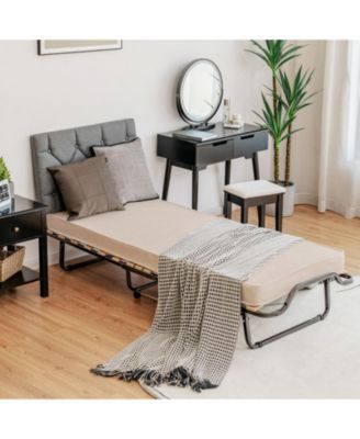 Folding Rollaway Guest Bed with 4-Inch Memory Foam Mattress