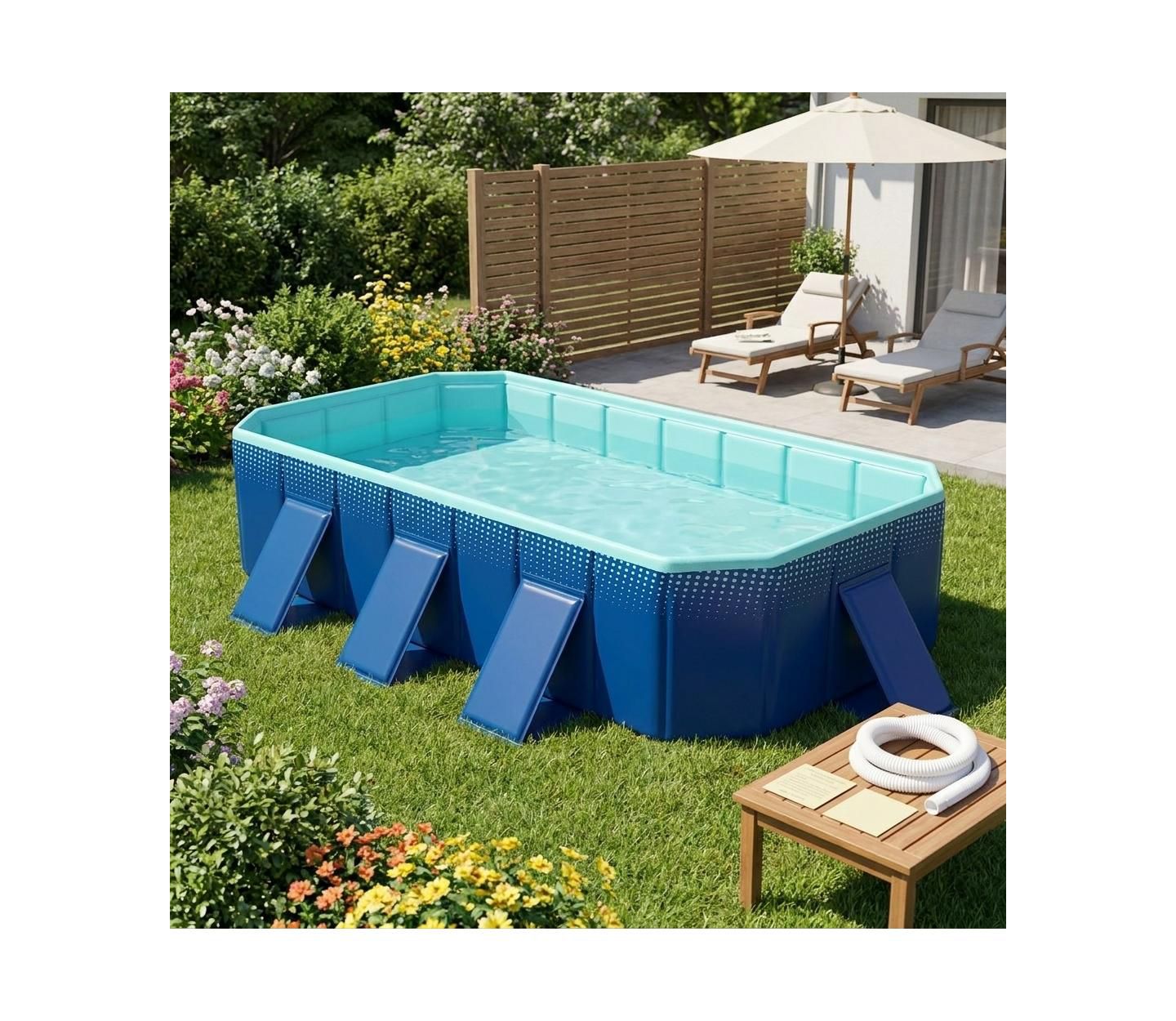 Детская игрушка GOUUN Above Ground Swimming Pool with 24 Reinforced Wall Panels, цвет: Тёмно-синий — фото 3