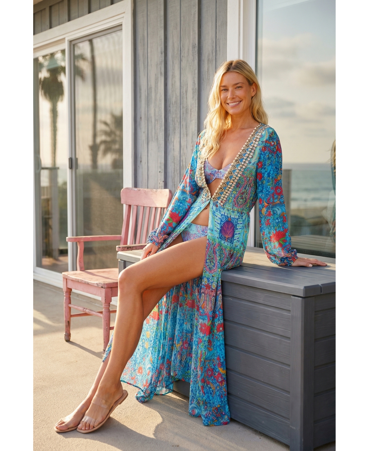 La Moda Clothing Women's Rossie Maxi Belted Wrap Cover Up Dress