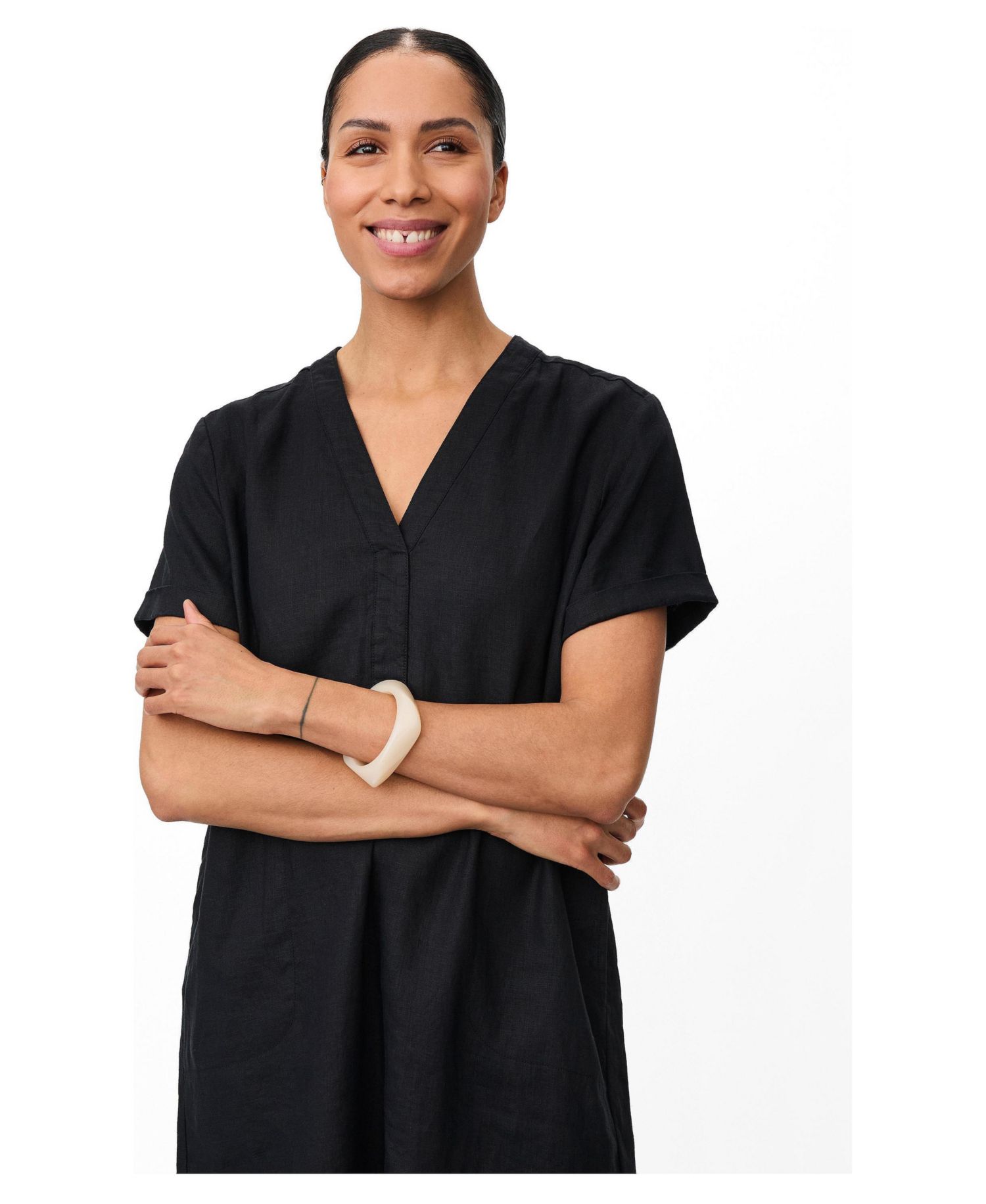 Women's Manareela Linen V-Neck Tunic Dress