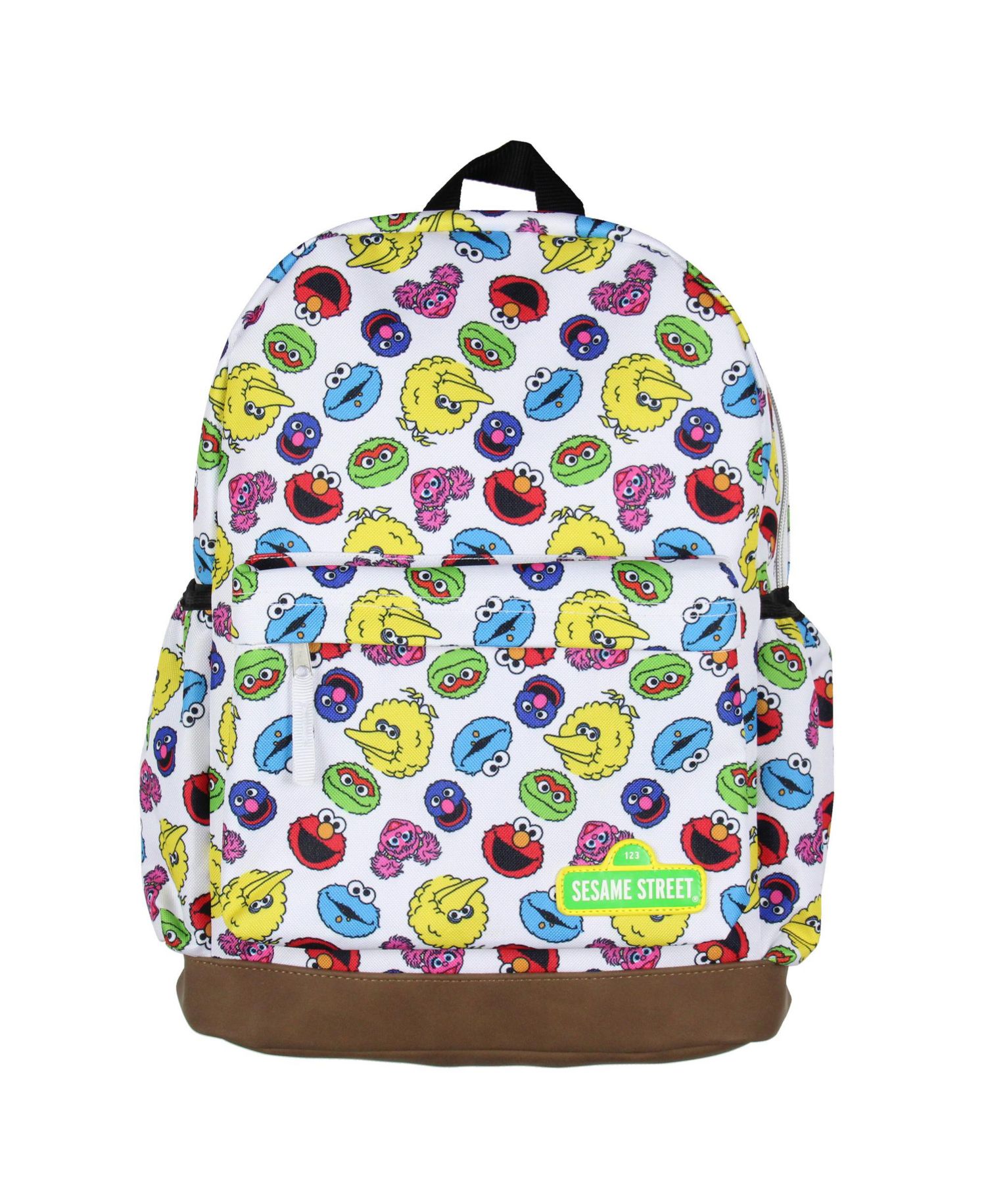 Elmo Big Bird Cookie Monster Scattered Print Faces Travel School Backpack For Daily Use 16"
