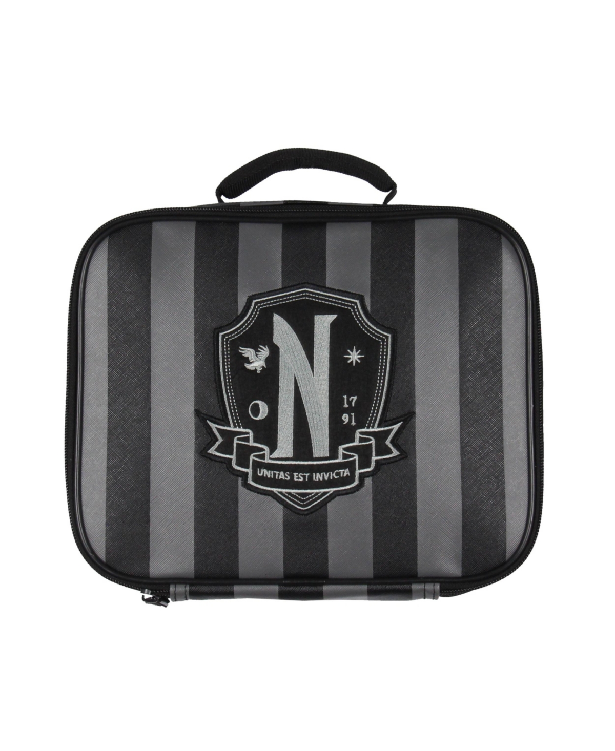 Wednesday Tv Show Striped Nevermore Academy Student Girls Insulated Lunch Box Food Tote Bag 10"