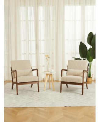 Two-piece Wide Stripe Corduroy Accent Chairs, sturdy wooden frame, comfortable reading chairs with lumbar pillows