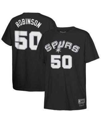Big Boys and Girls Mitchell Ness David Robinson Black San Antonio Spurs Hardwood Classics Name & Number T-Shirt