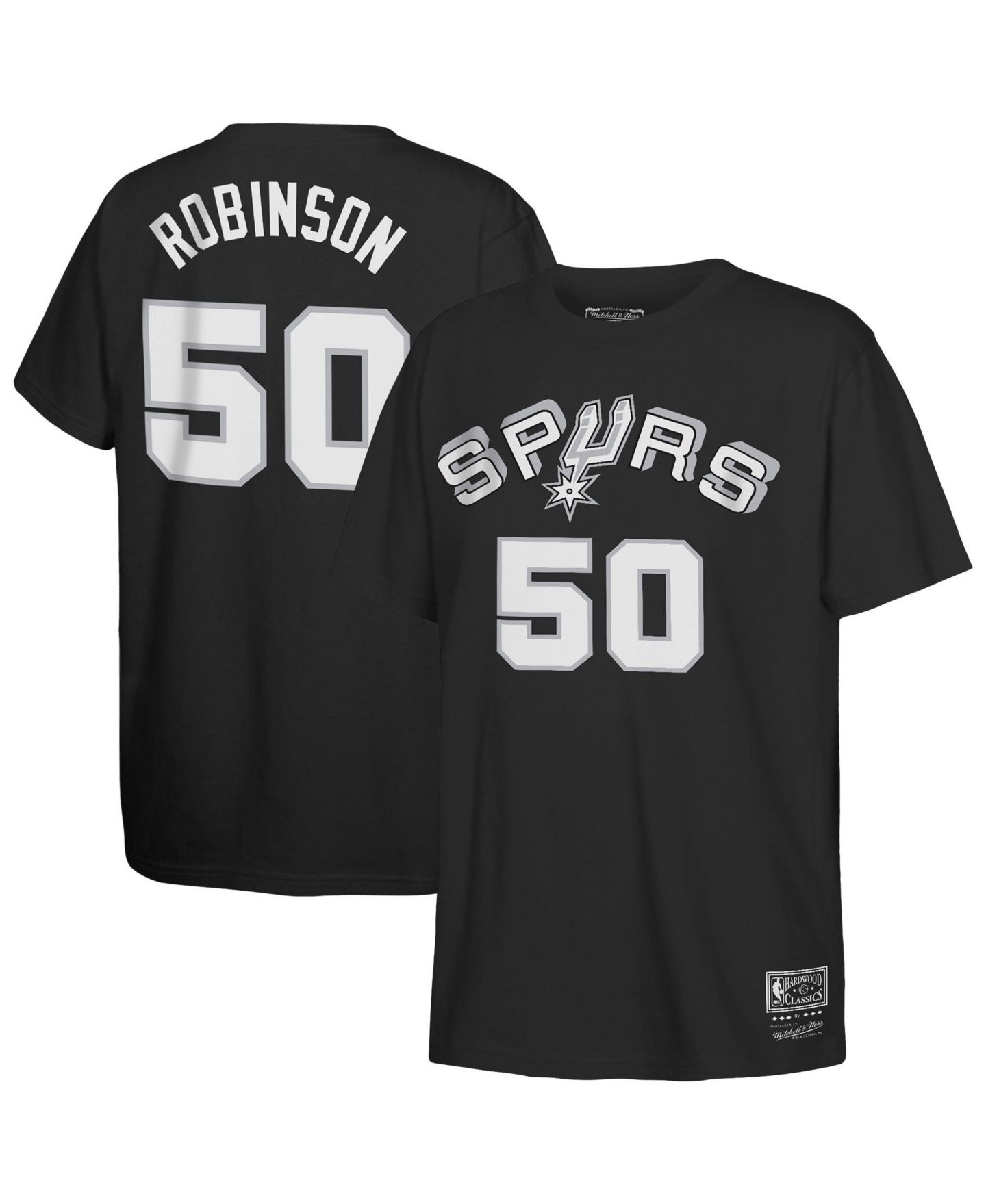 Детская футболка Mitchell & Ness Mitchell Ness David Robinson Black San Antonio Spurs Hardwood Classics Name & Number — фото 1