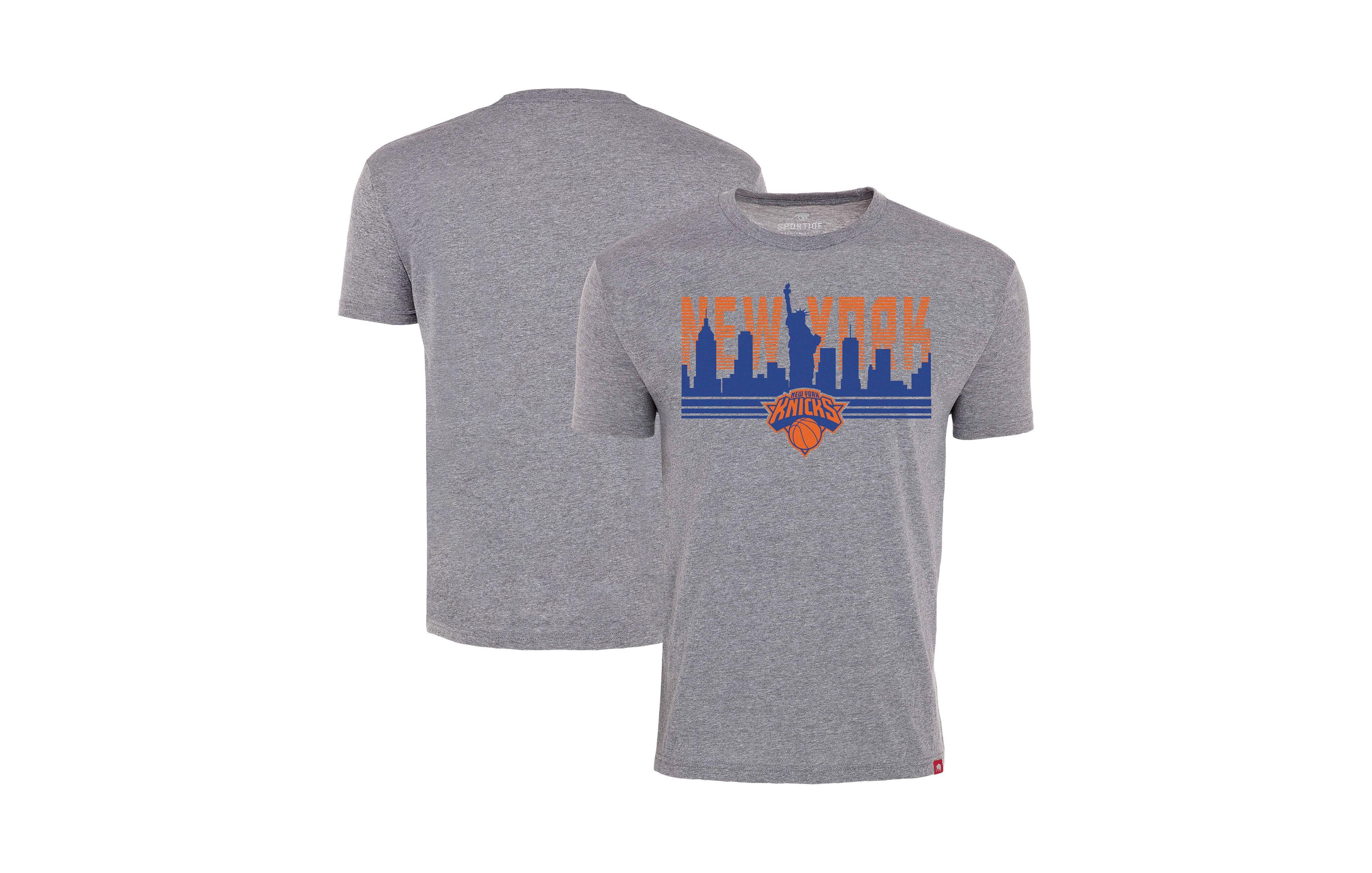Sportiqe Men's and Women's Gray New York Knicks Comfy Tri-Blend T-Shirt