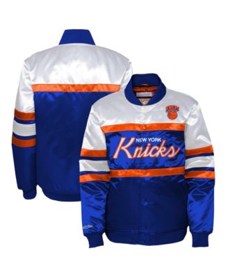 Preschool Mitchell Ness Blue New York Knicks Head Coach Satin Full-Snap Jacket