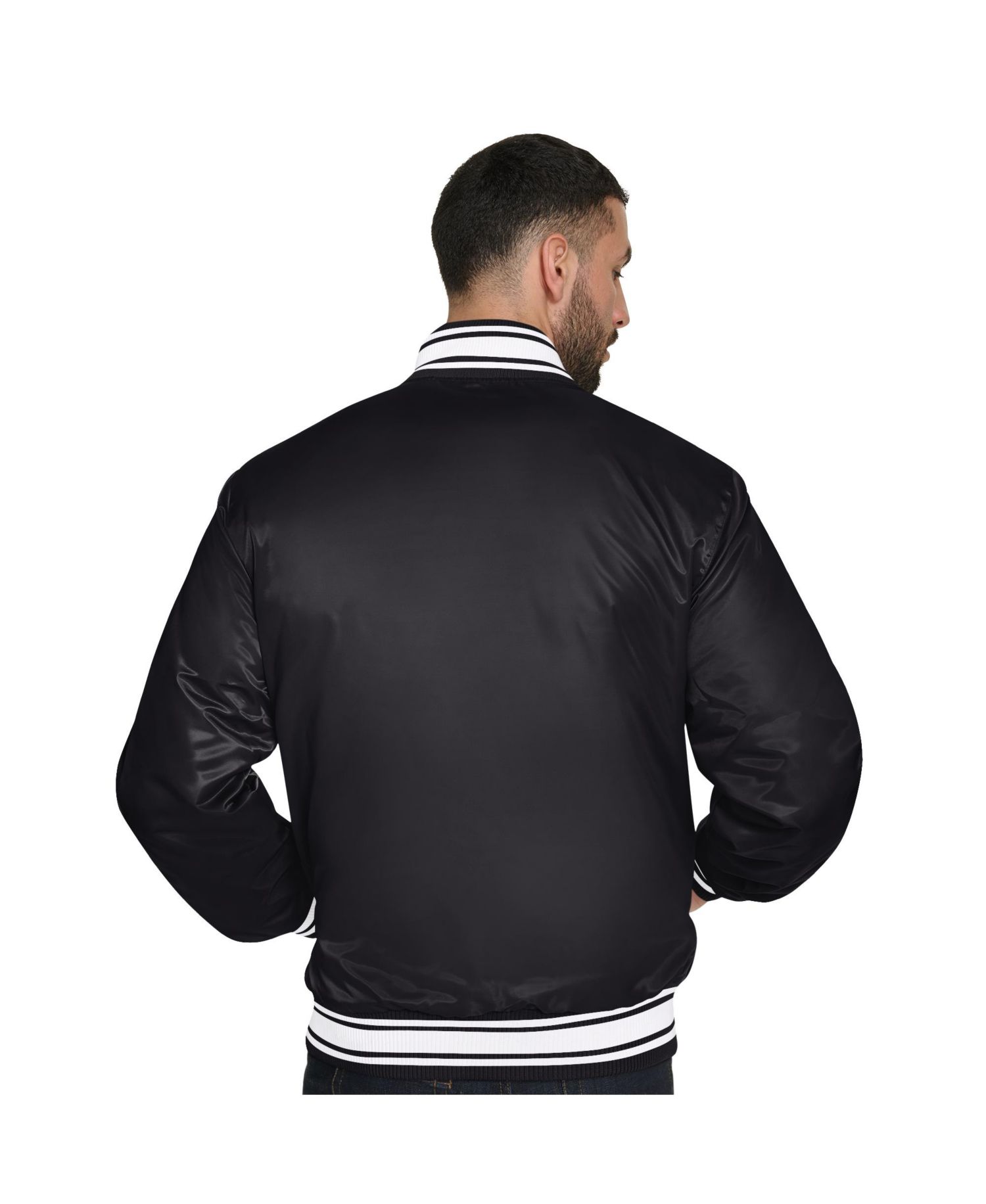 Men's Black New York Knicks Final Buzzer Satin Varsity Full-Snap Jacket