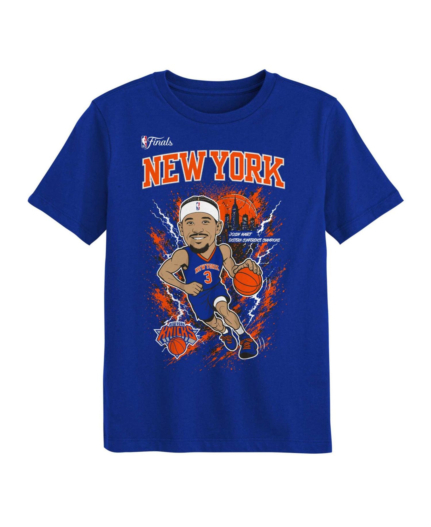 Big Boys and Girls Josh Hart Blue New York Knicks 2026 NBA Finals Player T-Shirt