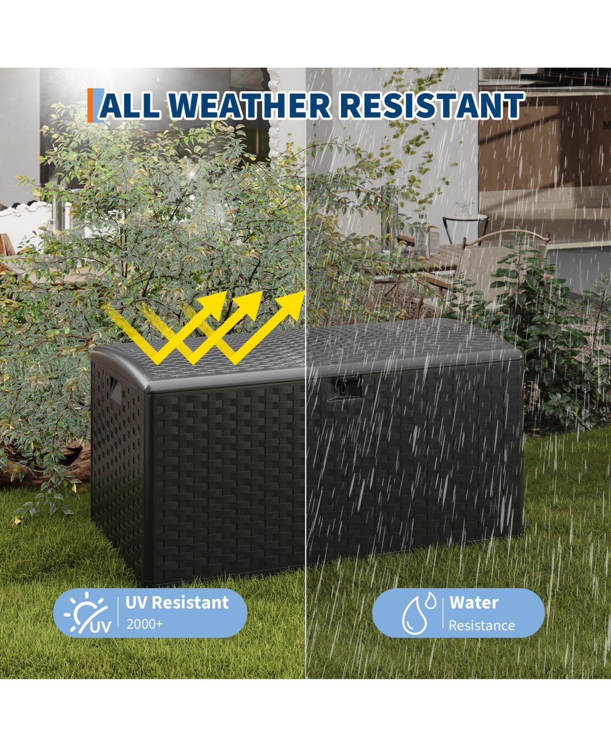 gaomon Gallon Outdoor Storage Box, Lockable Uv Resistant Storage Chest, Large Waterproof Resin Patio Storage Bin, Suitable for Patio