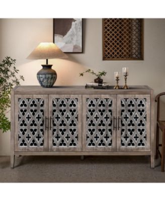 Hollow Four Door Antique Cabinet, American Country Style, Suitable for Living Room, TV Cabinet, Kitchen