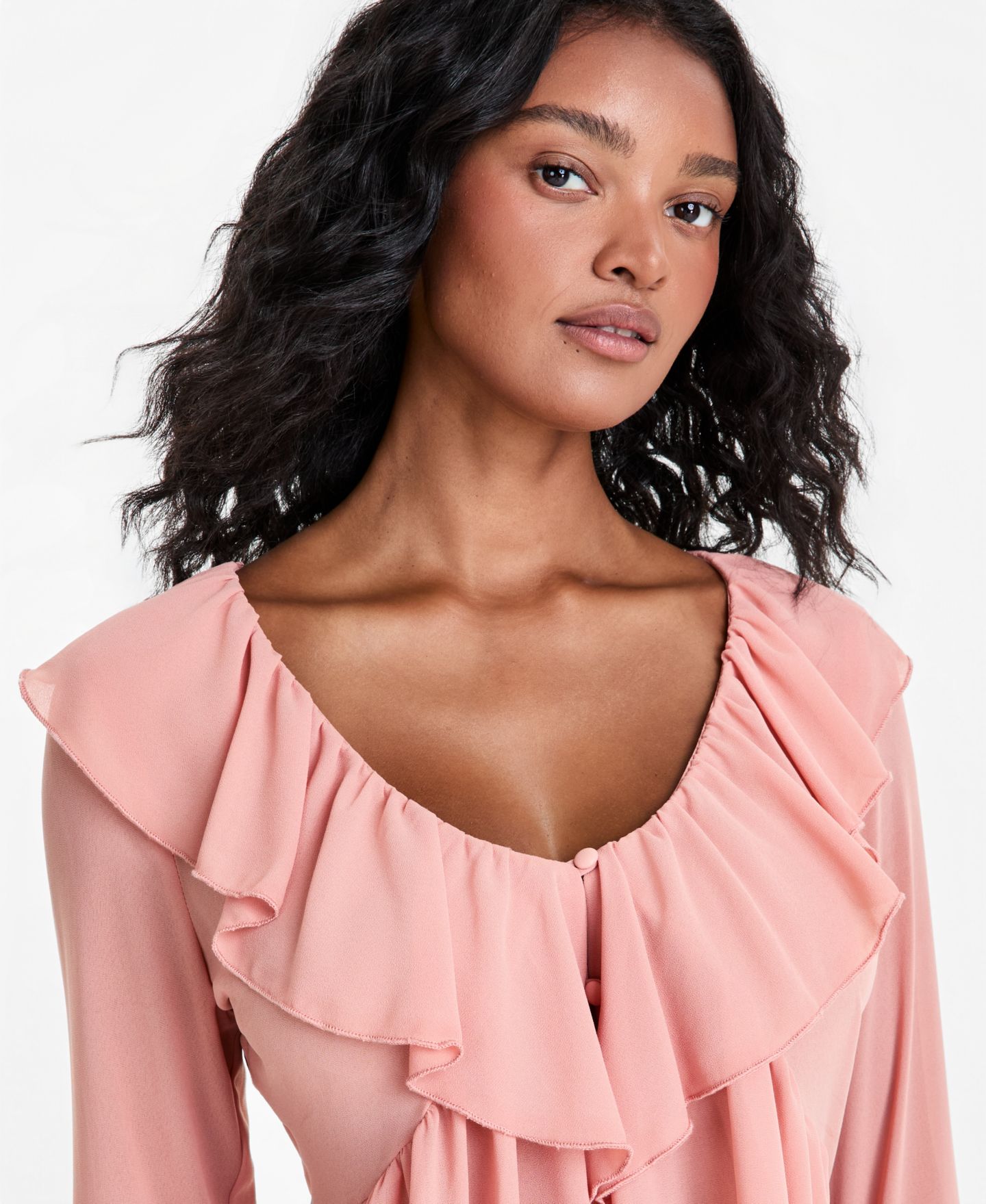 Женская блузка And Now This Chiffon Ruffle Tunic Blouse, цвет: Глиняный — фото 3