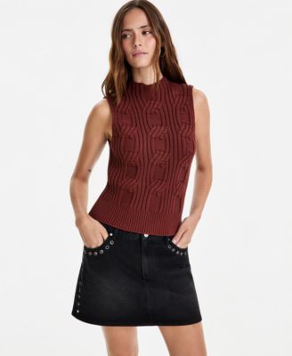 Women's Cable-Knit Mock-Neck Shell