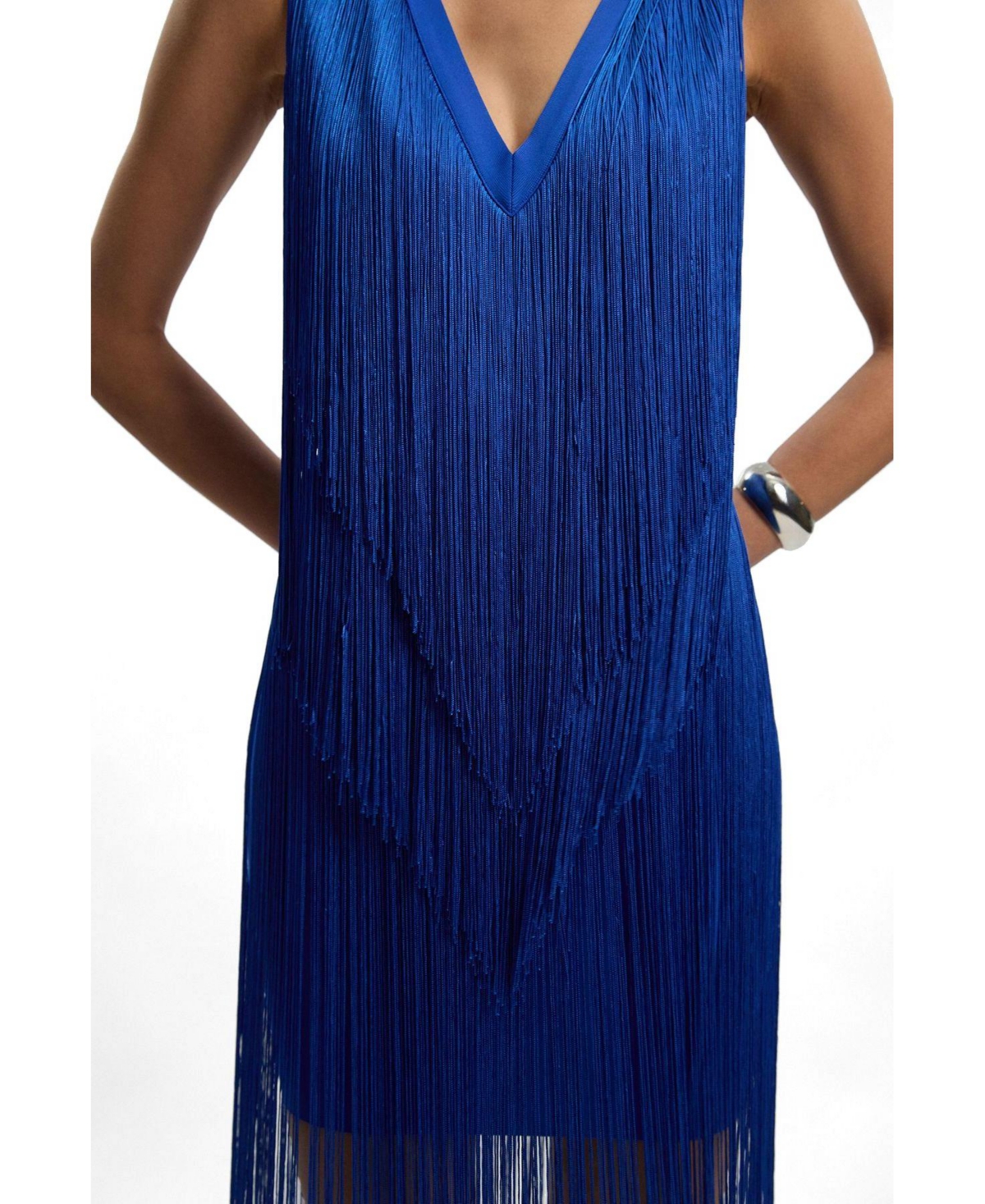 Karen Millen Women's Fringe Bandage V-Neck Midi Dress