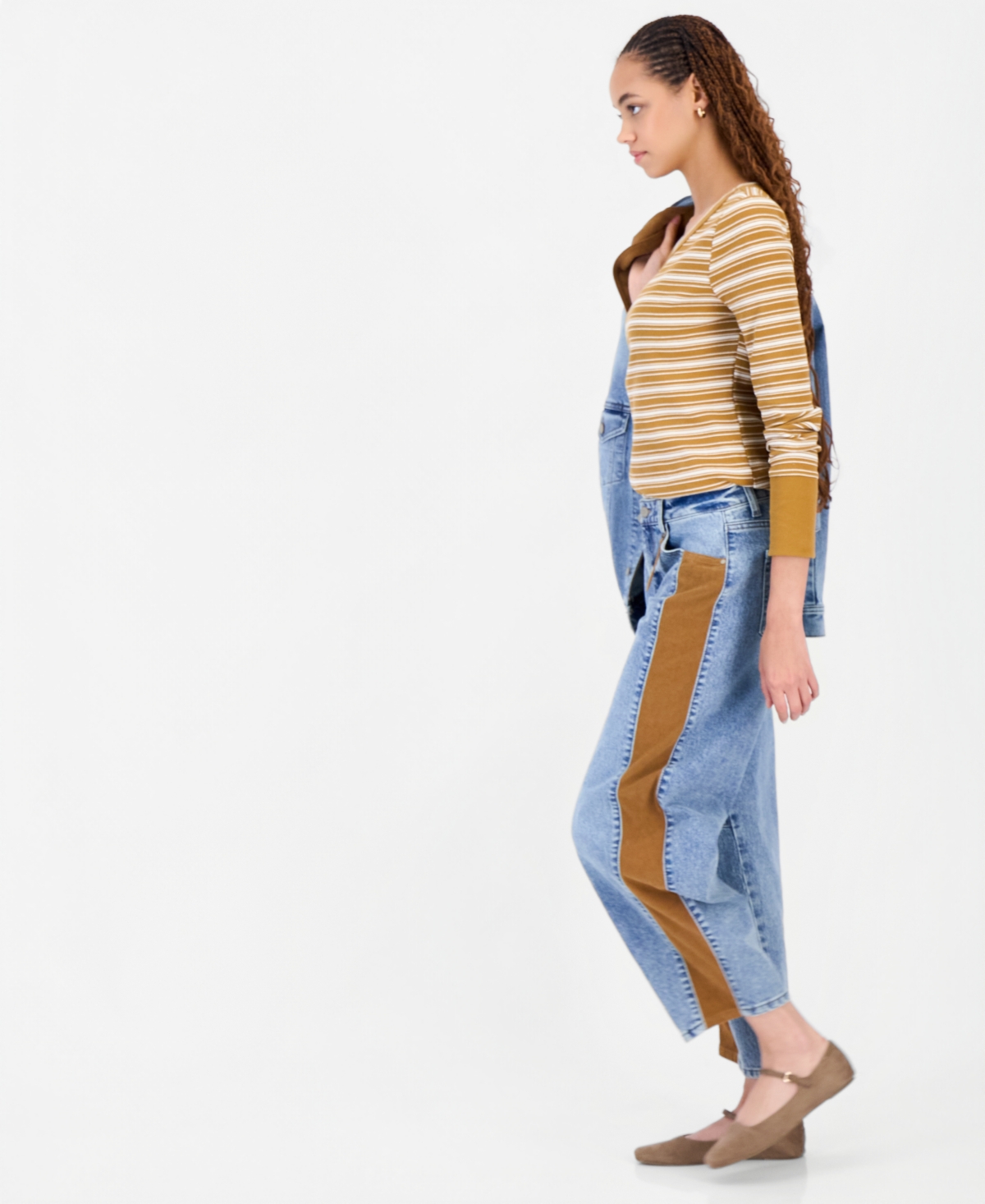 And Now This Women's Cord Trim Barrel Leg High-Rise Jeans, Macy's Exclusive