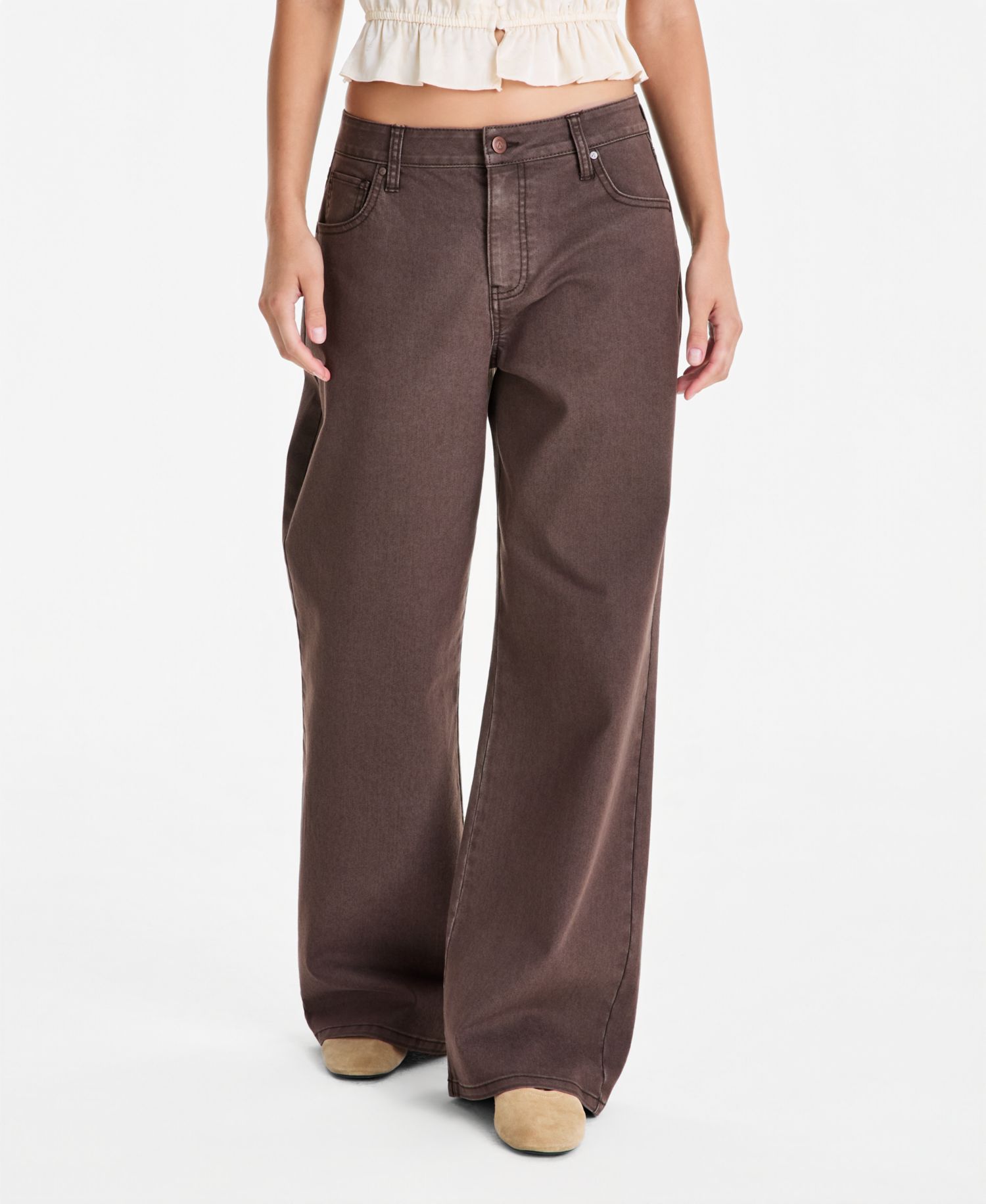 Petite High-Rise Wide-Leg Colored Jeans