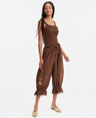 Women's Embr Drawstring High-Rise Balloon Pants