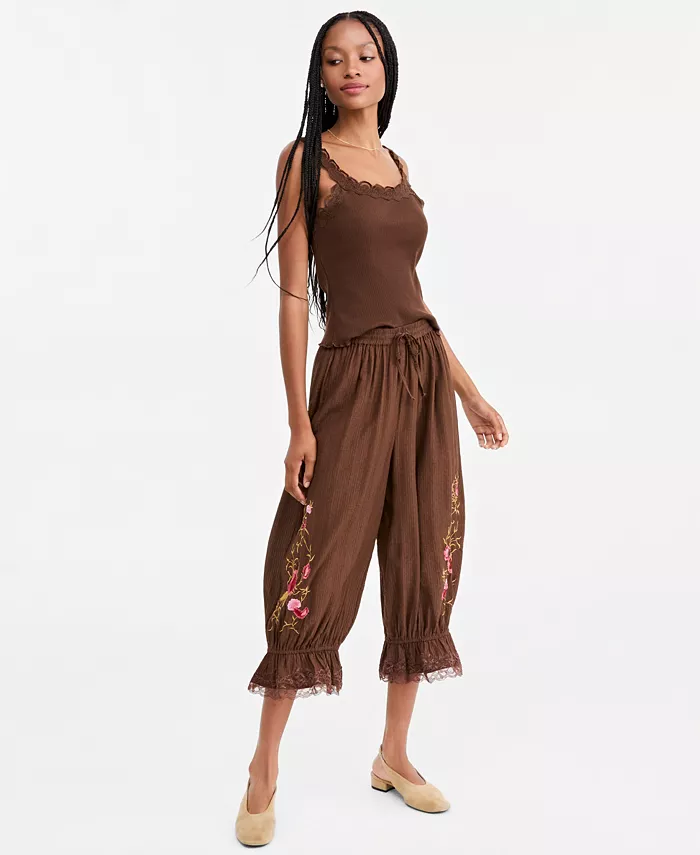 Women's Embr Drawstring High-Rise Balloon Pants