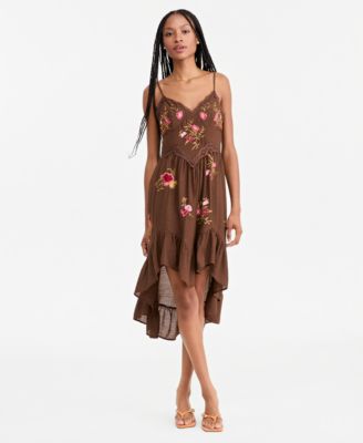 Women's Shadow Stripe V-Neck Sleeveless Lace Dress