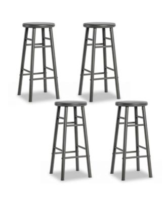 Set of 4 29'' Swivel Bar Stools with Backless Design Footrests and Strong Crossbars