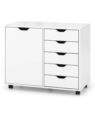 5-Drawer Storage Cart with Side Cabinet for Home or Office