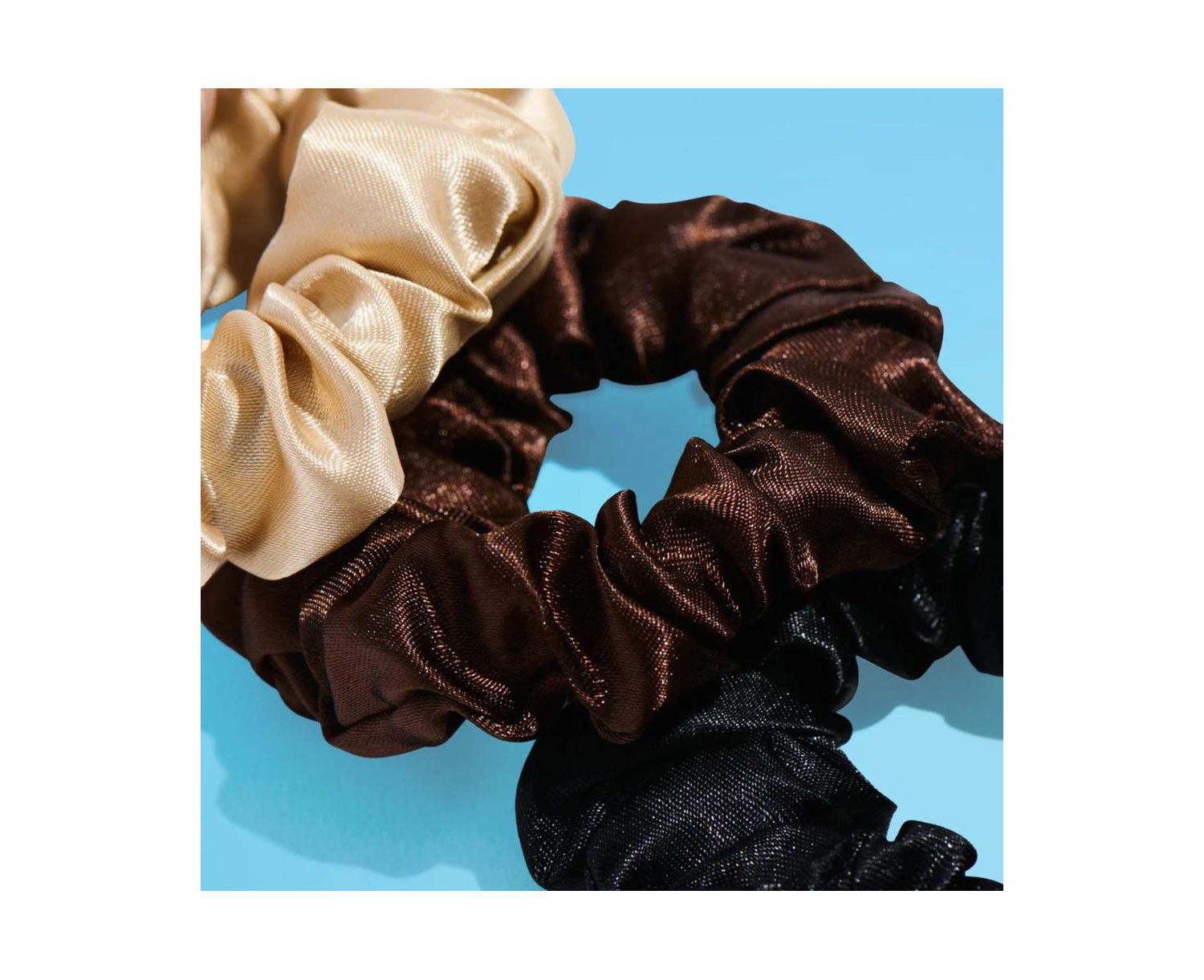 Medium Satin Scrunchies - Soft, No-Breakage Scrunchies - Perfect for Medium Hair and Bedtime Wear - 4 Pack