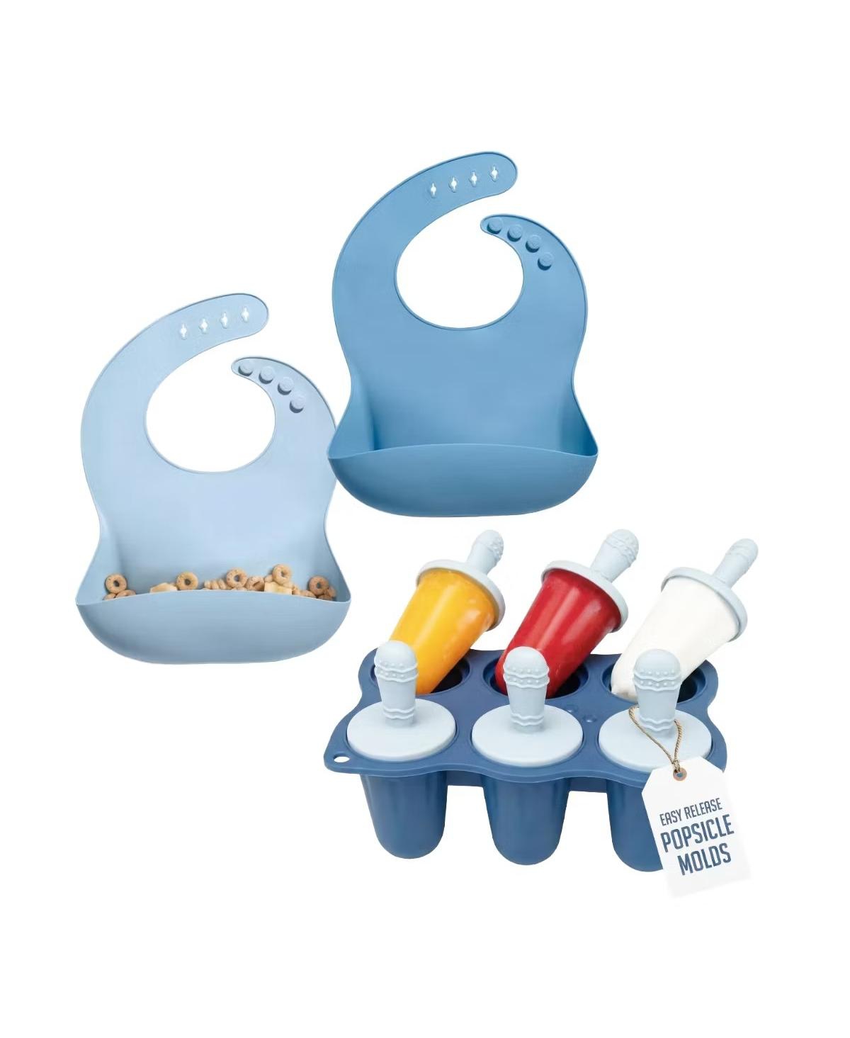 Sperric Baby teething Popsicle Set with 6-cavity mold and 2 silicone bibs, Bpa-free, freezer dishwasher safe for soothing relief.