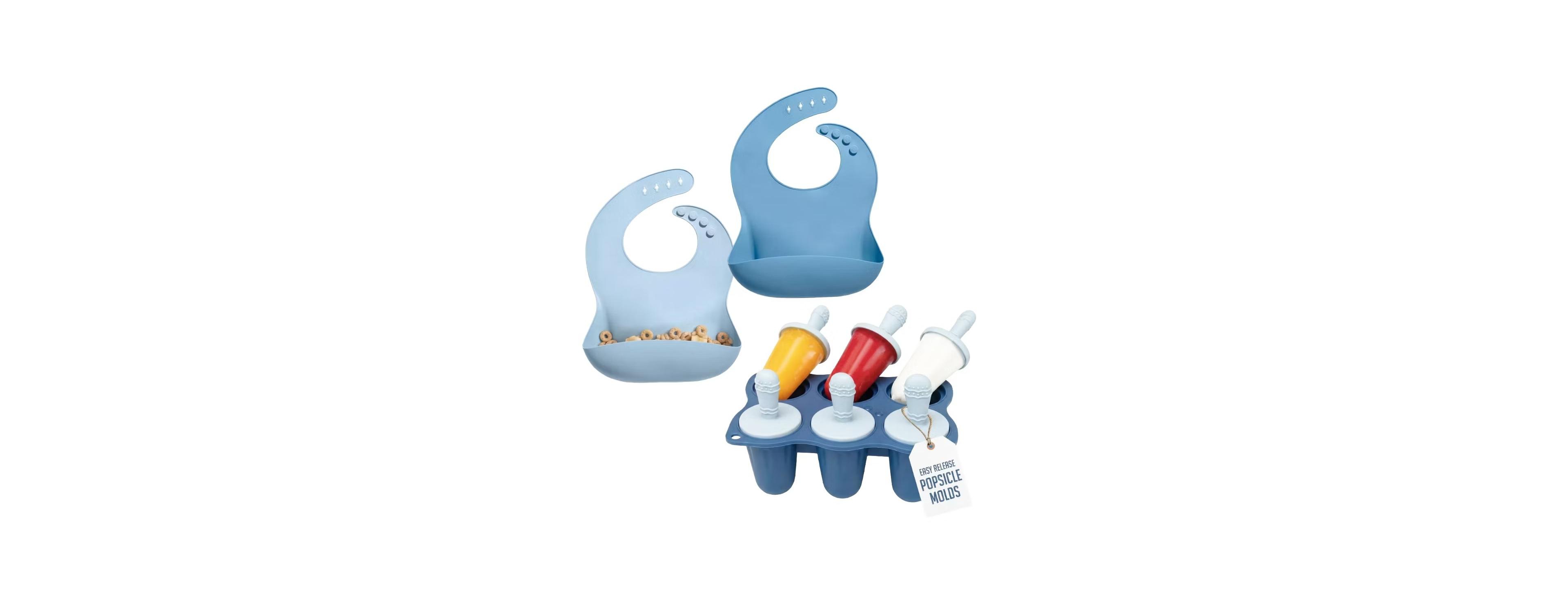 Sperric Baby teething Popsicle Set with 6-cavity mold and 2 silicone bibs, Bpa-free, freezer dishwasher safe for soothing relief.