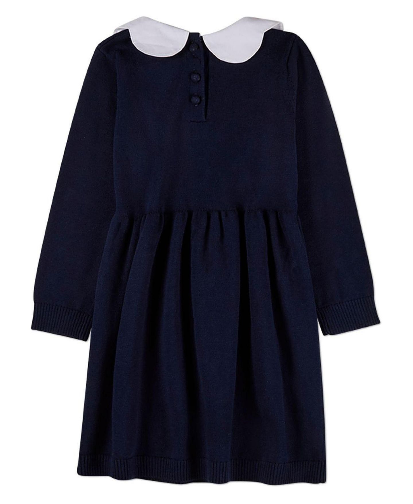 Платье MeMoi 100% Cotton Midi Dress with Scalloped Pop Collar and Bow Accents для девочек, цвет: Тёмно-синий белый — фото 2