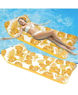 Inflatable Pool Float Mat 73"x34" Adult Lounger Float with Headrest Pool Lounge Chair Floating