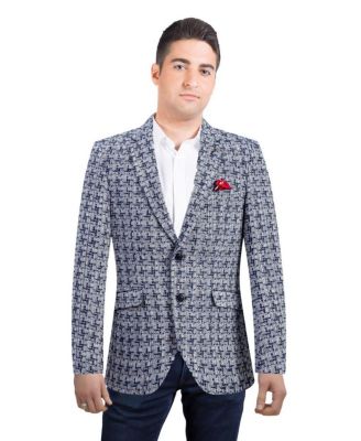 Men's Slim Fit Hound tooth Brocade Blazer