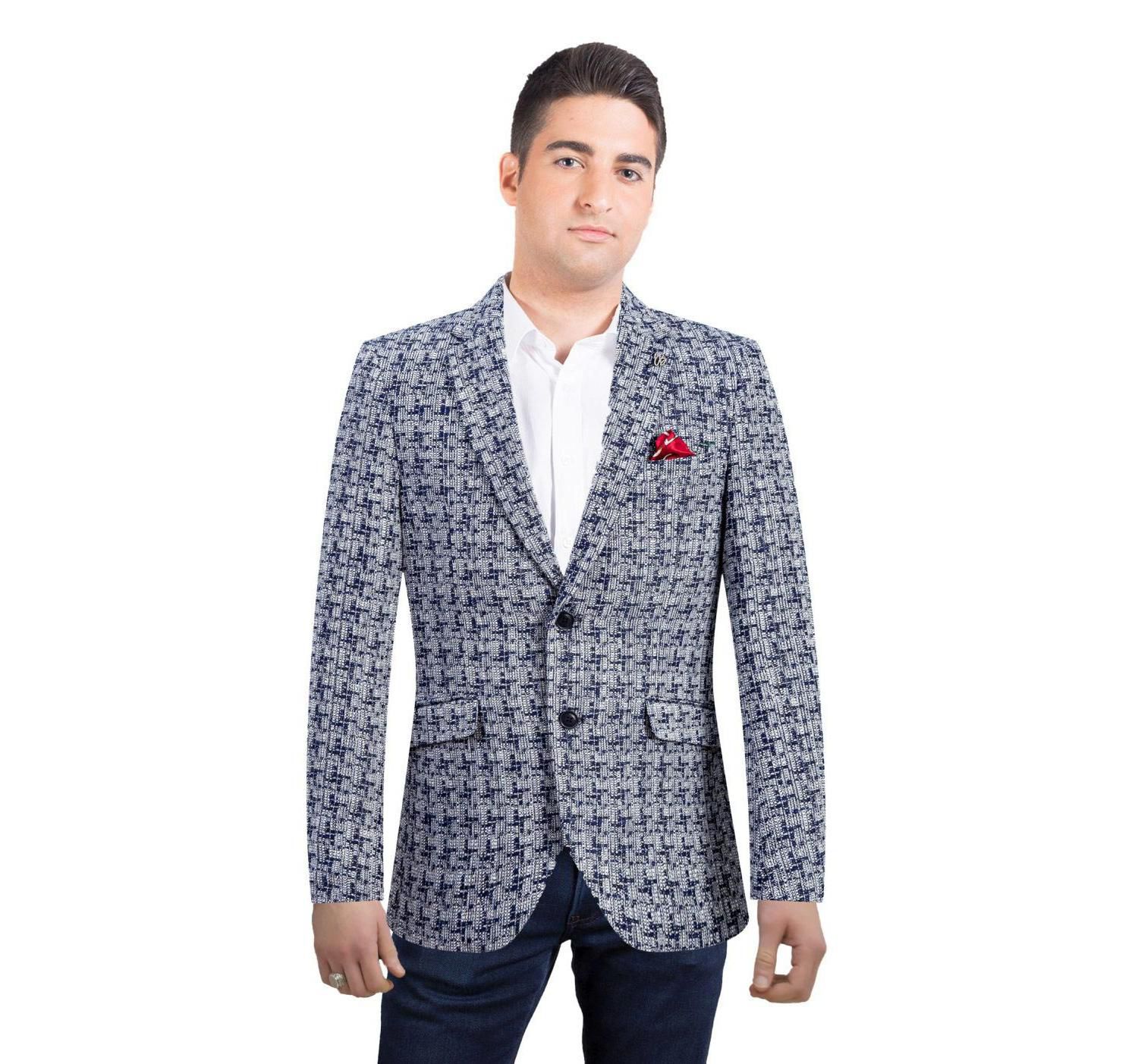 Men's Slim Fit Hound tooth Brocade Blazer