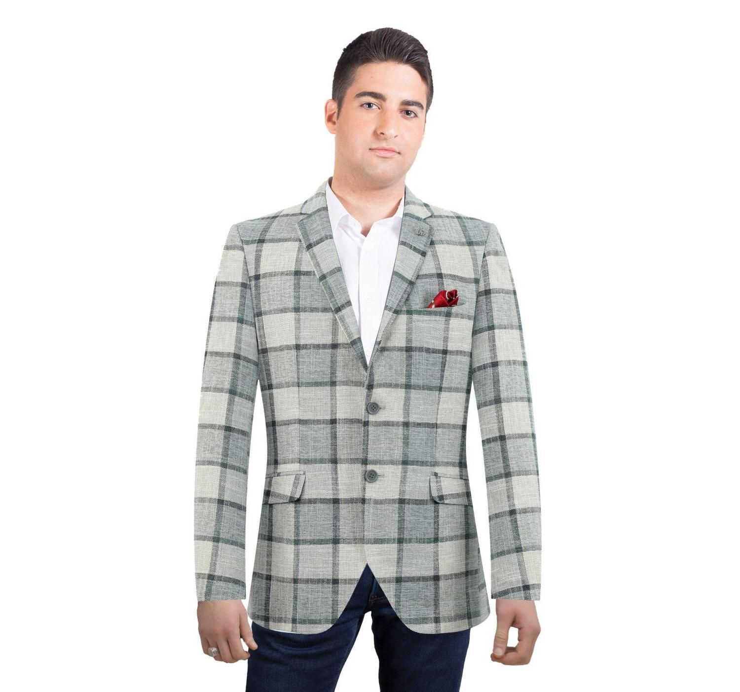 Men's Slim Fit Big Plaid Sports Blazer