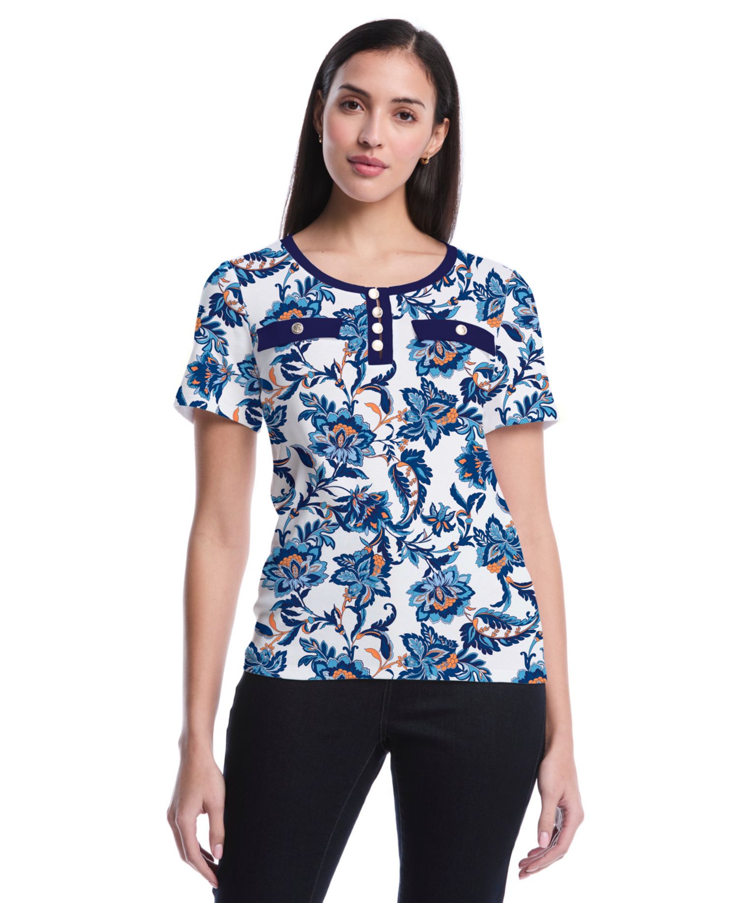 Petite Botanical Short-Sleeve Top