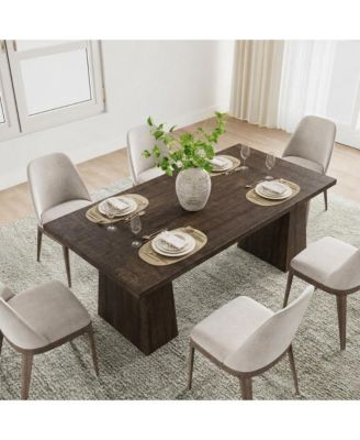 Farmhouse 71 Inch Dining Table for 6 to 8, Heavy Duty Legs, Widened Desktop, Multi Purpose Wooden Table for Home Office Living Room