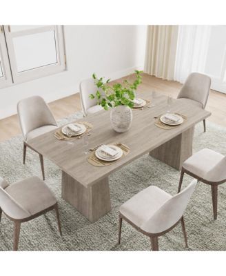 Farmhouse 71 Inch Dining Table for 6 to 8, Heavy Duty Legs, Widened Desktop, Multi Purpose Wooden Table for Home Office Living Room