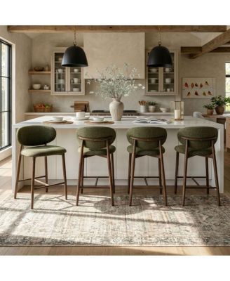  Set of 4 Upholstered Counter Stools with Back, 25.5" Seat Height