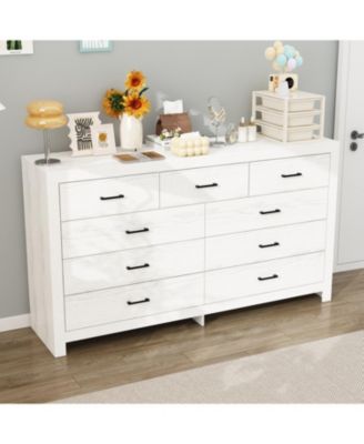 9-Drawer Storage Cabinet - 63-Inch Tall Wooden Dresser for Bedroom | Storage Organizer with Handles