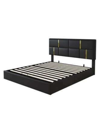 Queen Size Upholstered Platform Bed with Hydraulic Storage System, Soft Fabric Headboard, No Box Spring Needed