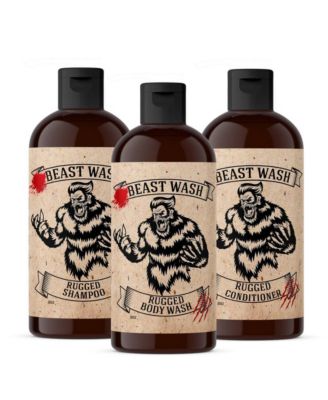 Beast Shower Set Shampoo, Conditioner and Body Wash 3 Piece Set Rugged Scent