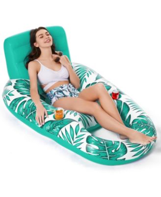 Inflatable Pool Float Lounger Chair Cup Holders