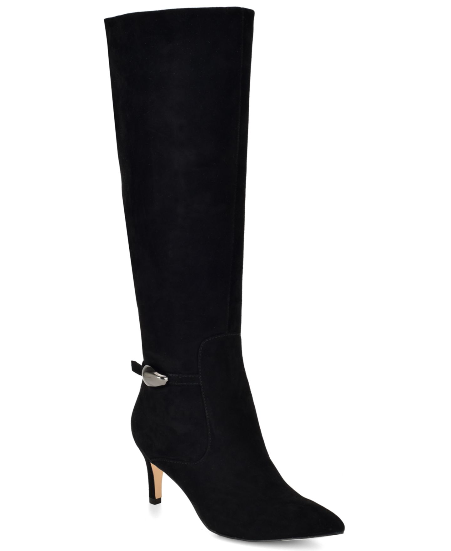 Женские ботинки Nine West Salla Suede Tall Kitten Heel, цвет: Чёрный замшевый — фото 1