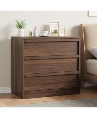 3-Drawer Dresser for Bedroom, Natural Oak Wooden Nightstand Chest with Large Storage