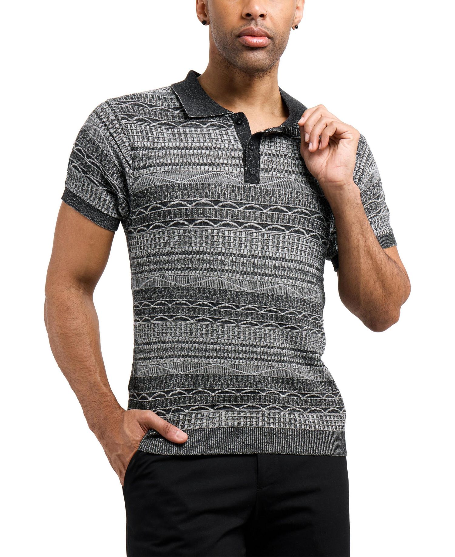 Men's Allover Jacquard Sweater Polo