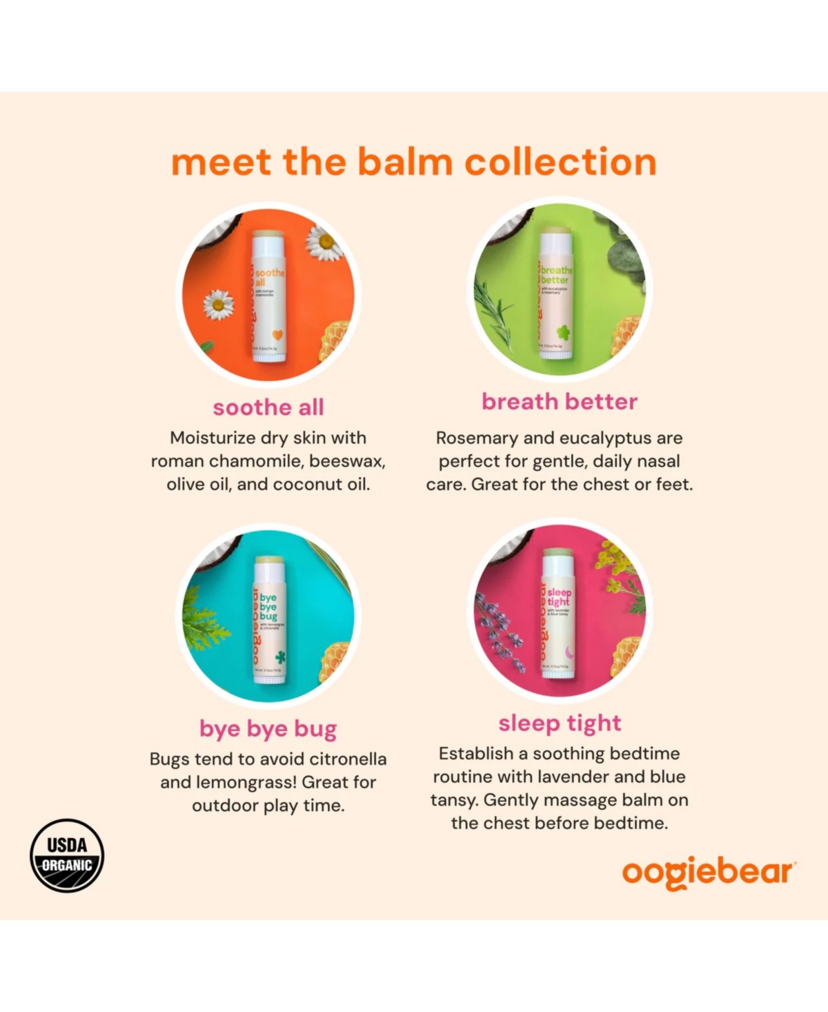 oogiebear Baby 4-Pack Organic Balm Collection