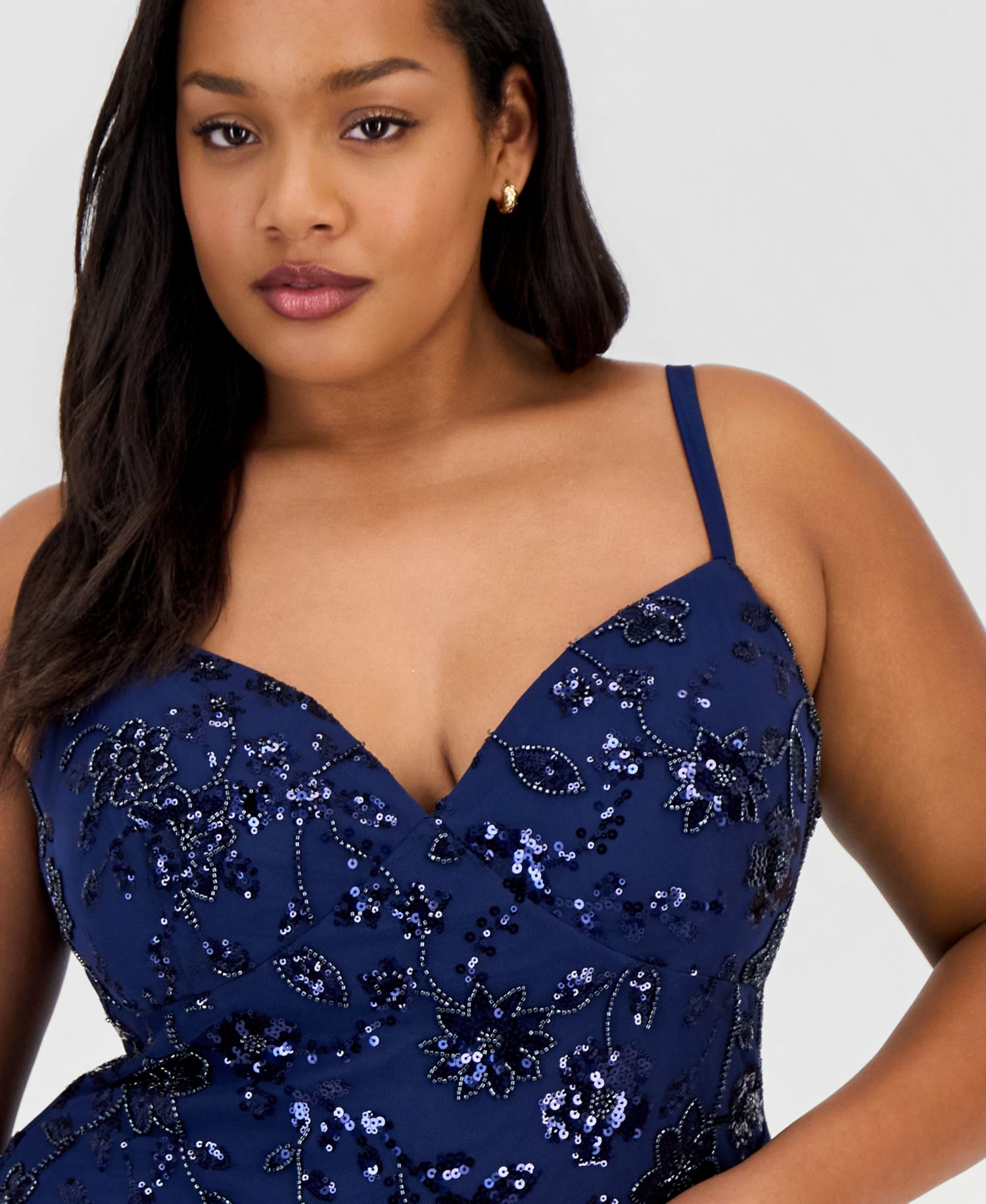 Trendy Plus Size Sequinned Pleated Gown