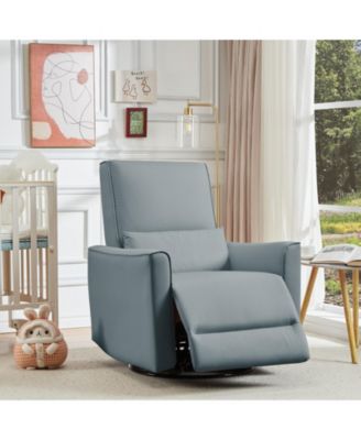 Manual Swivel Rocking Recliner Chair – High Backrest, Padded Armrests, Lumbar Support, Ergonomic Single Sofa for Living Room, Nursery, or Home
